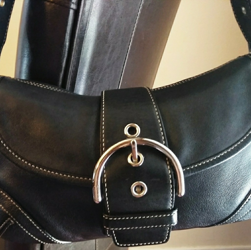 Black leather Coach Handbag